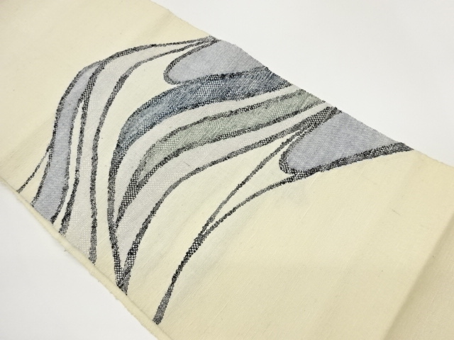 JAPANESE NAGOYA OBI / TSUMUGI / WOVEN WAVY STRIPE